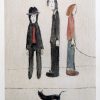 L S Lowry - Three Men and a Cat - Signed Limited Edition Print