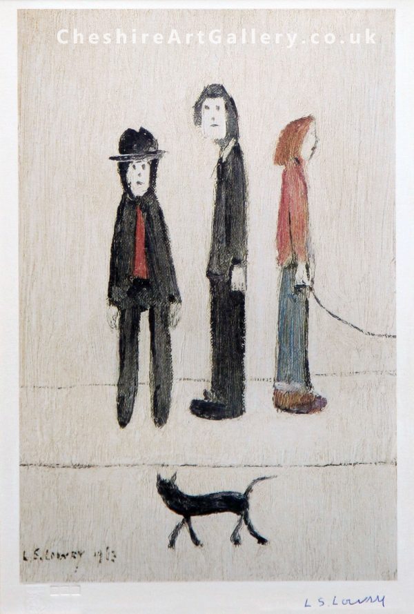 L S Lowry - Three Men and a Cat - Signed Limited Edition Print