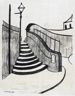 L S Lowry – Old Steps Stockport