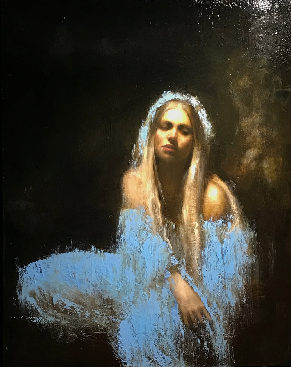 Mark Demsteader Ophelia Blue Original Oil Painting