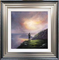 Danny Abrahams Original Painting Romantic Sunset at South Stack Lighthouse