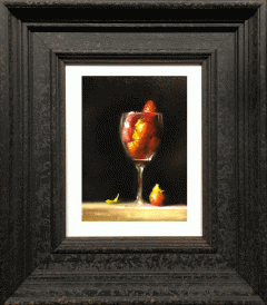 Neil Carroll Original Painting Strawberries in Wine Glass