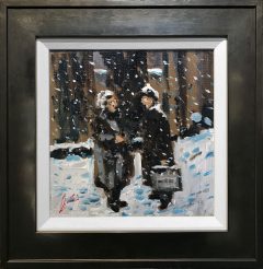 David Coulter Original Painting Chinwag in the Snow