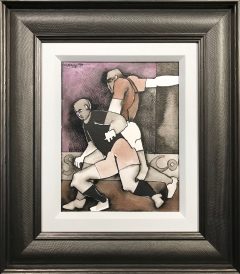 Geoffrey Key Footballers Mixed Media Painting