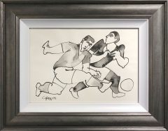 Geoffrey Key Footballers Mixed Media Painting