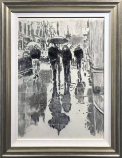 David Coulter Wet Street Charcoal Study Original Drawing for sale