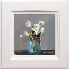 Judith Donaghy Peach Bunch of Daisies Original Painting