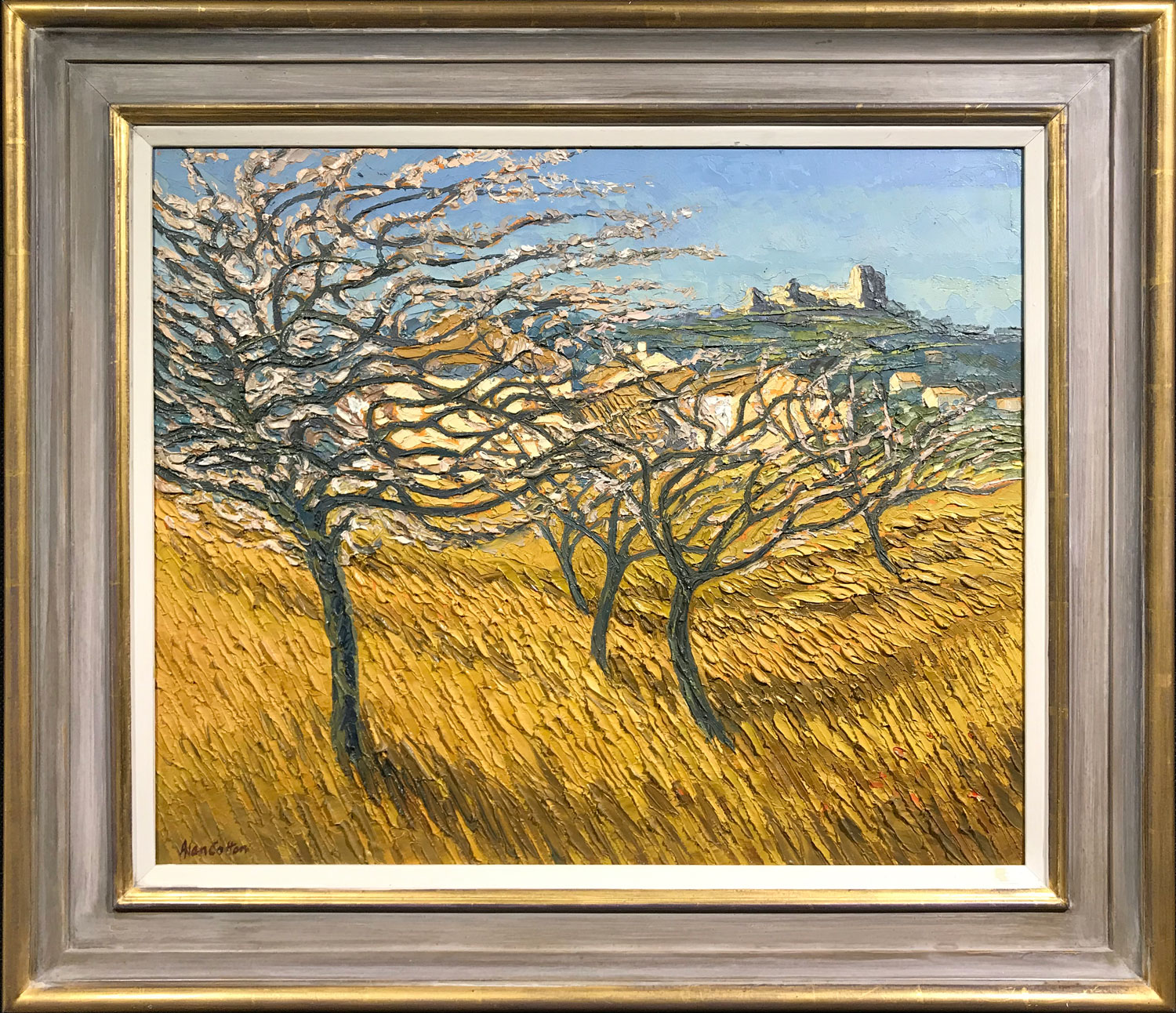 Alan Cotton - Cherry Orchard, Provence Original Oil Painting for Sale