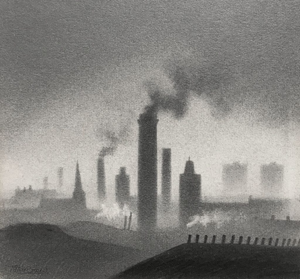 Trevor Grimshaw Smoking Chimneys Original Drawing for Sale