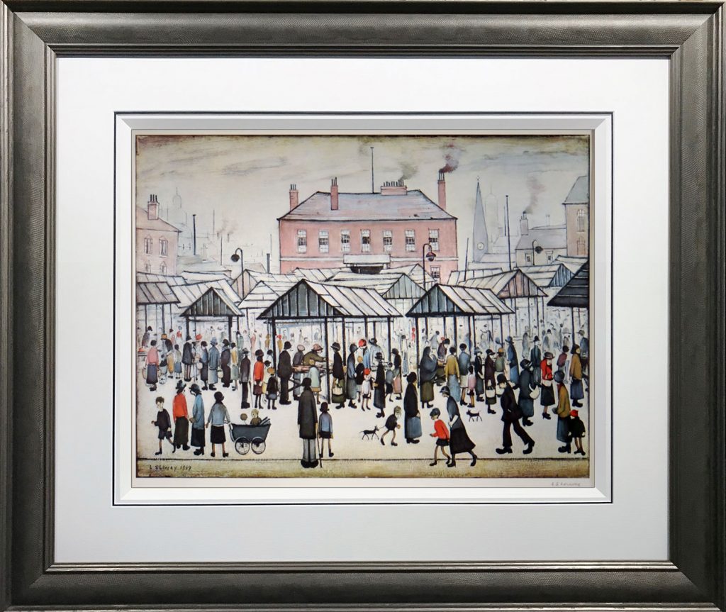 L S Lowry Market Scene in a Northern Town