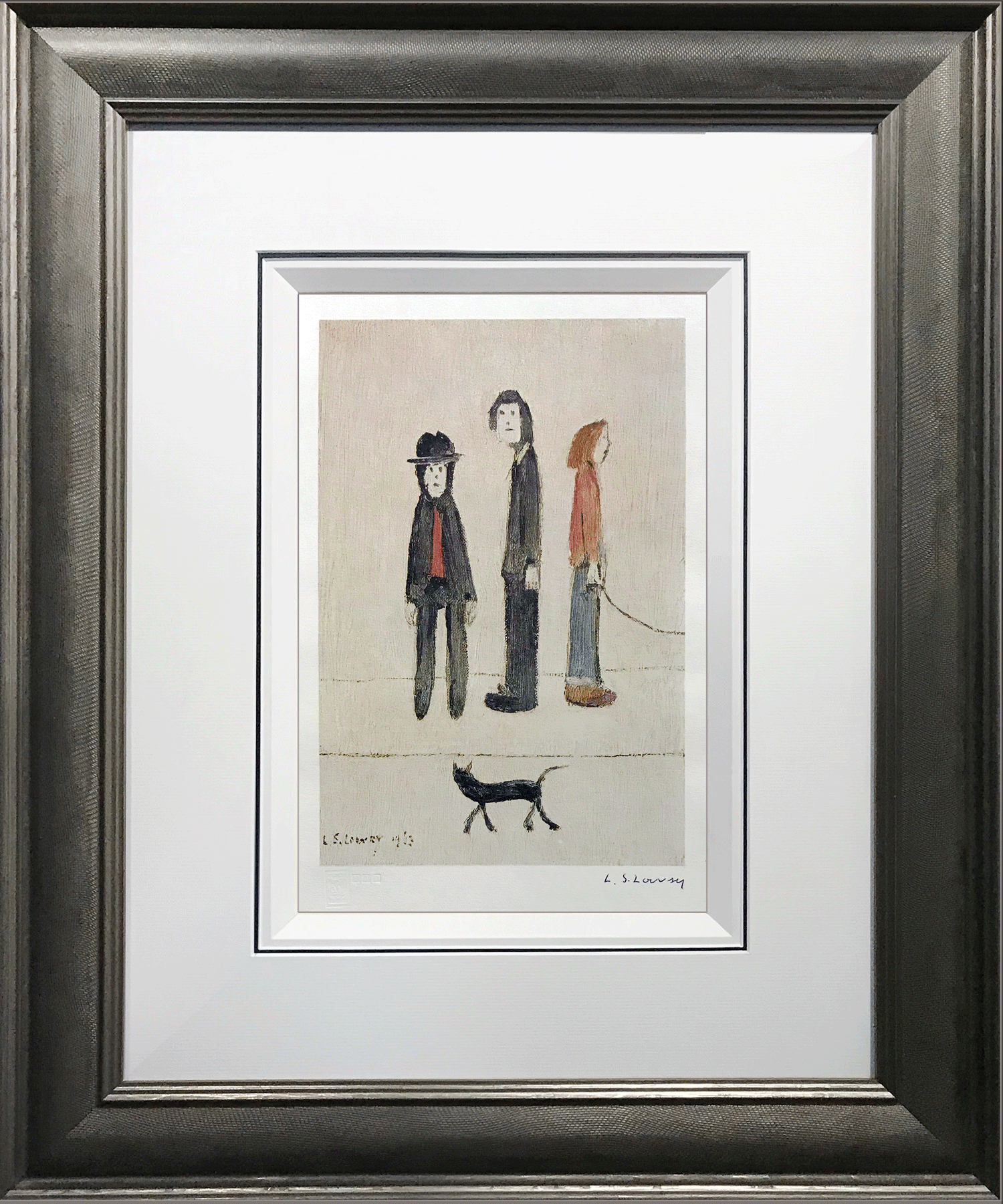 L S Lowry – Three Men and a Cat