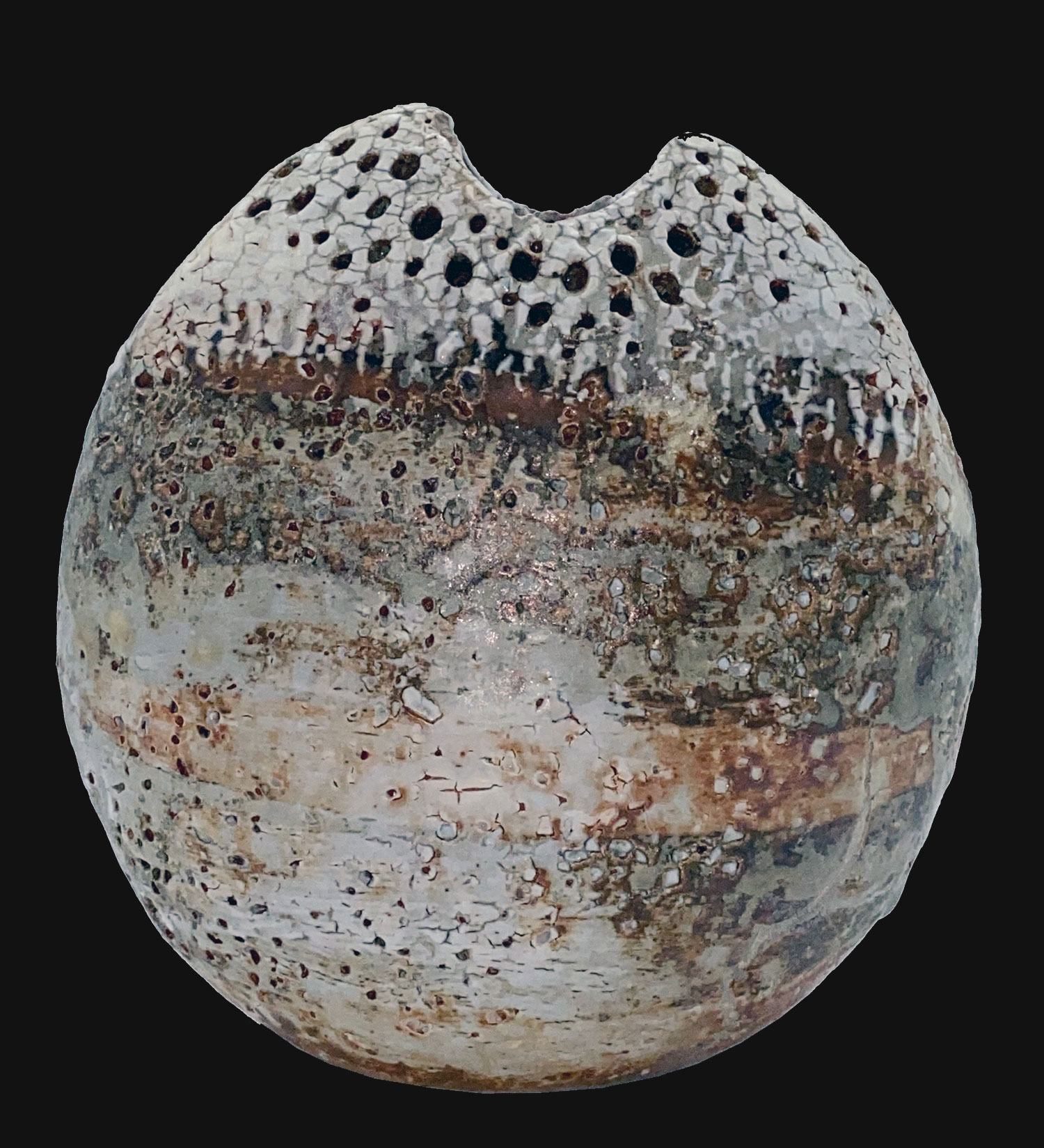 Alan Wallwork - Stoneware split form oval vessel 2