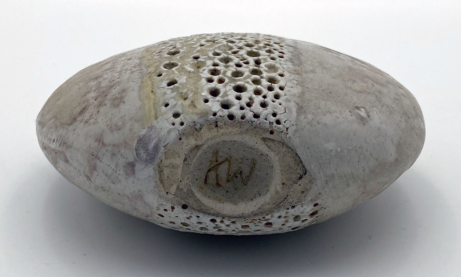 Alan Wallwork - Stoneware split form oval vessel