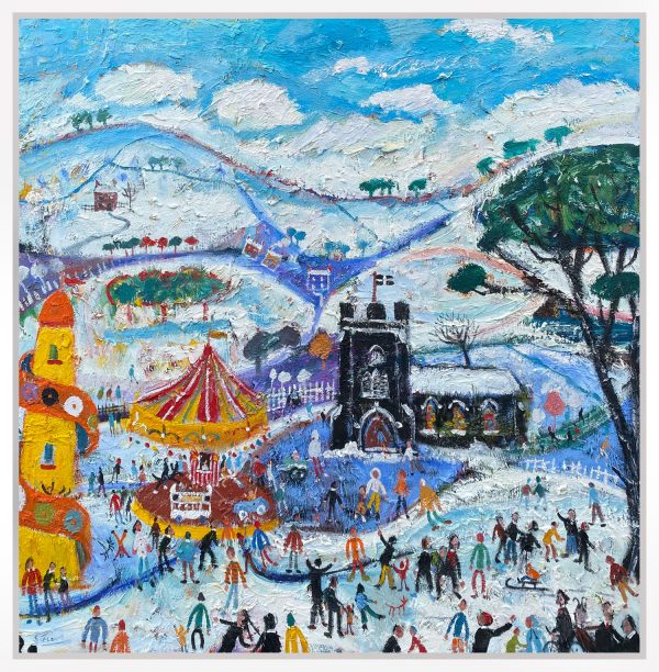 Simeon Stafford Winter Cornish Fair Original Oil Painting