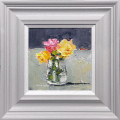 Judith Donaghy Yellow & Pink Roses Original Painting