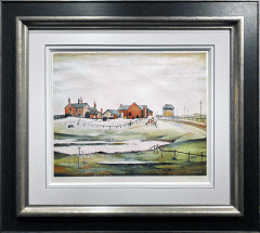 L S Lowry Landscape with Farm Buildings Signed Limited Edition Print for sale