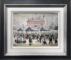 L S Lowry – Market Scene in a Northern Town – Signed Ltd Edition Print