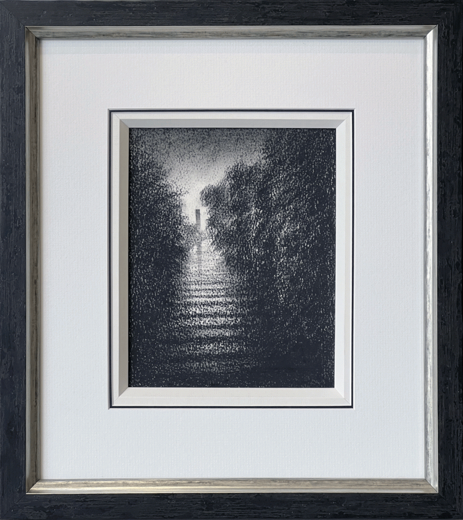 Trevor Grimshaw Canal Scene Original Charcoal Drawing for Sale