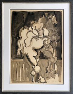 Geoffrey Key - Two Jumping Horses 1968