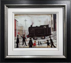 L S Lowry – Level Crossing with Train Signed Print