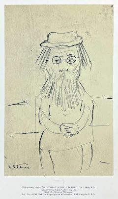 L S Lowry - Woman with Beard Sketch – Unsigned Limited Edition Print