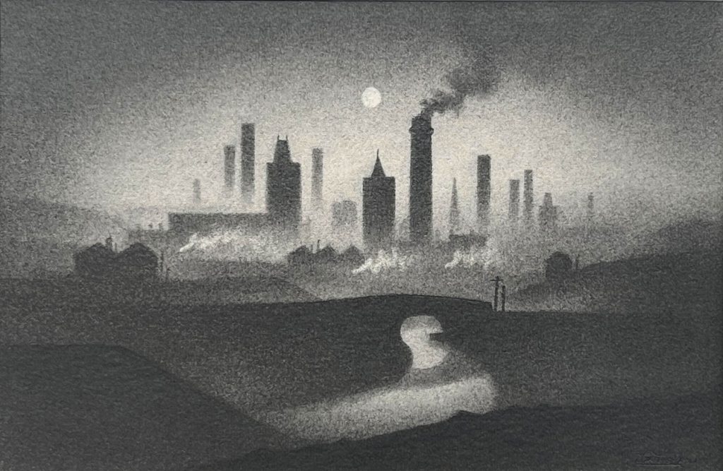 Trevor Grimshaw Evening Canal Original Drawing for Sale