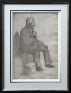 L S Lowry -  Man with Stick - Original Drawing