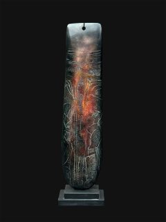 Peter Hayes - Tall Red Raku Keyhole Bow