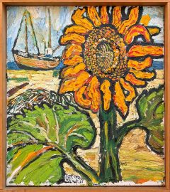 John Bratby - Sunflowers & Riverboat