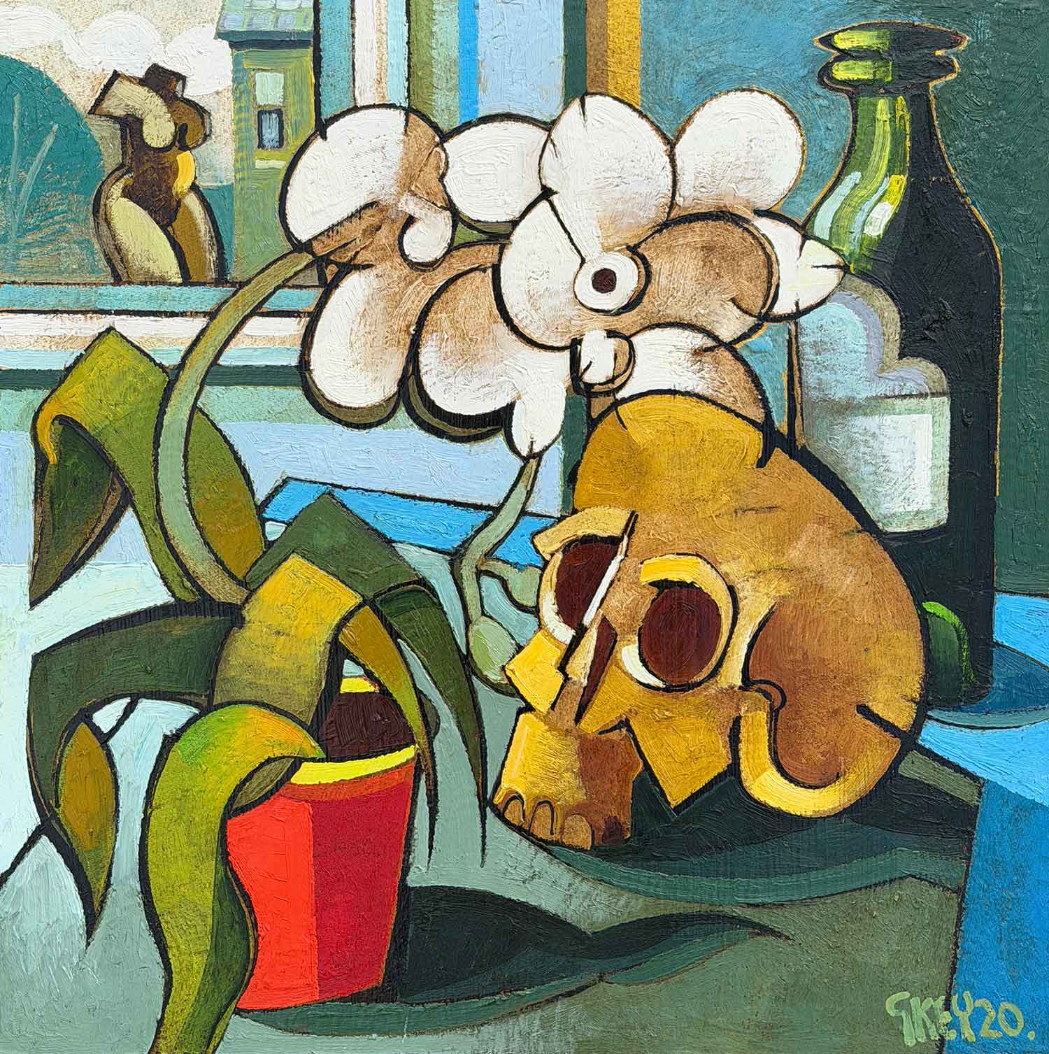Geoffrey Key - Skull & Orchid