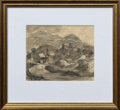 Sir Kyffin Williams - Mountains with Cottage Sketch